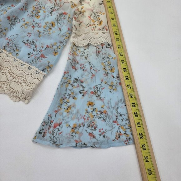 Rue21 Floral Crochet Boho Top S Sheer Long Sleeve Peasant Blouse Festival - Picture 16 of 16